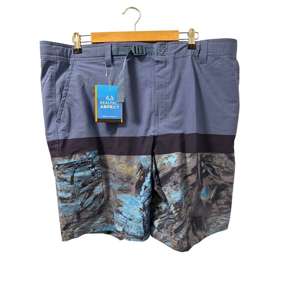 Realtree Aspect Mens Fishing Shorts Sz XL Blue/Gray Camo shorts. NWT - Picture 3 of 11